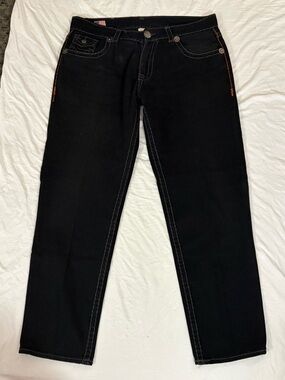 Vintage Y2K TRUE RELIGION Ricky Black Denim Jeans Men’s Size 40 USA Made Red